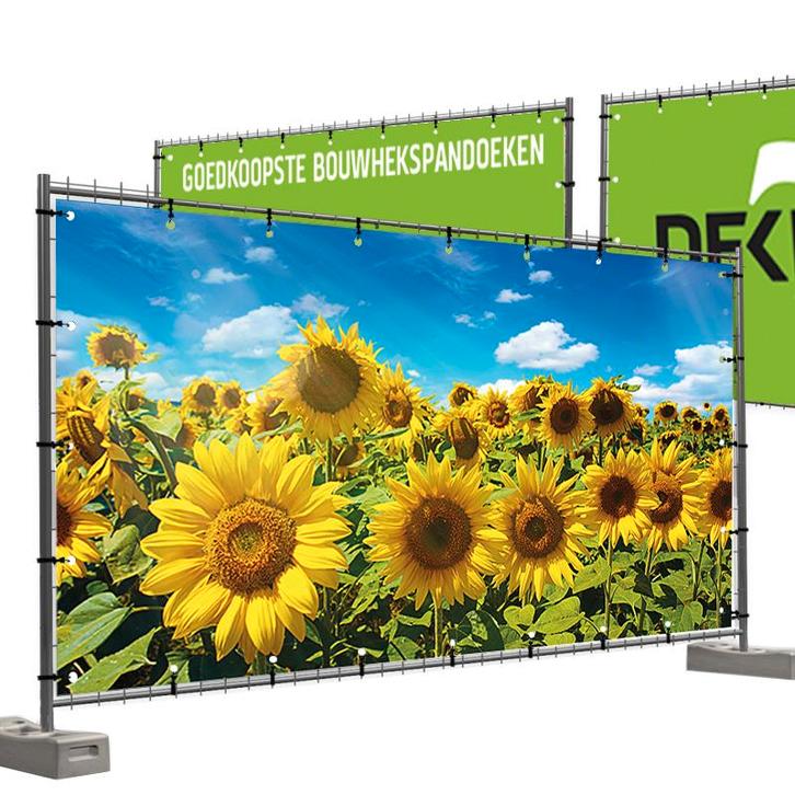Bouwhekdoeken zonnebloemen (ontwerp 2) 335x174 cm, Diversen, Vlaggen en Wimpels, Nieuw