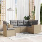 vidaXL 5-delige Loungeset met kussens poly rattan beige, Tuin en Terras, Tuinsets en Loungesets, Verzenden, Nieuw, Rotan, Loungeset