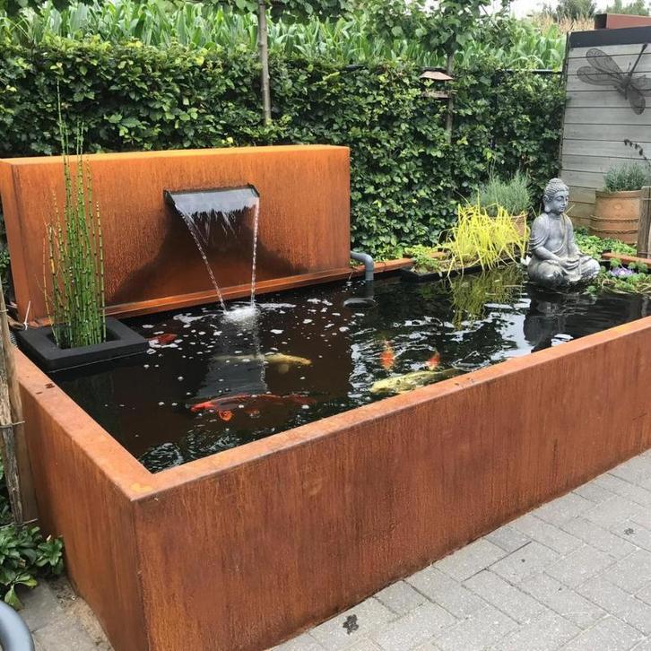 Vijvermuur Waterval Cortenstaal Vast, Tuin en Terras, Vijvers, Nieuw, Verzenden