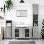 vidaXL 3-delige Badkamermeubelset bewerkt hout grijs sonoma, Huis en Inrichting, Badkamer | Badkamermeubels, Verzenden, Nieuw