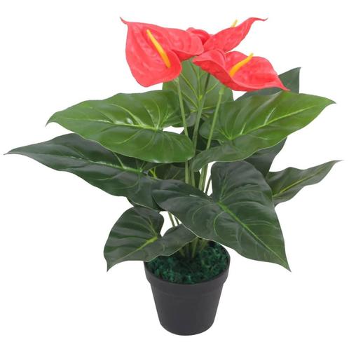 vidaXL Kunst anthurium plant met pot 45 cm rood en geel, Huis en Inrichting, Woonaccessoires | Kunstplanten en Kunstbloemen, Nieuw
