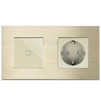TOUCH SCHAKELAAR + WANDCONTACTDOOS | ALUMINIUM | GOUD, Ophalen of Verzenden, Nieuw, Schakelaar