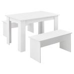 Eethoek set tafel 110x70x73 en banken 86,5x33x43,5 cm wit, Verzenden, Nieuw