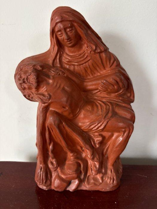 Antiek Altaarstuk - Terracotta - 1940-1950 - Piëta van, Antiek en Kunst, Antiek | Boeken en Bijbels