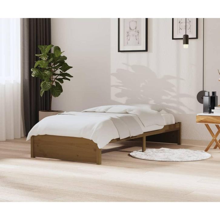 vidaXL Bedframe massief hout honingbruin 90x200 cm, Huis en Inrichting, Slaapkamer | Bedden, 90 cm, 200 cm, Bruin, Eenpersoons