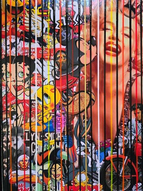Elmago - Mickey kiss Marilyn pop 2 codebarre (large) no, Antiek en Kunst, Kunst | Schilderijen | Modern