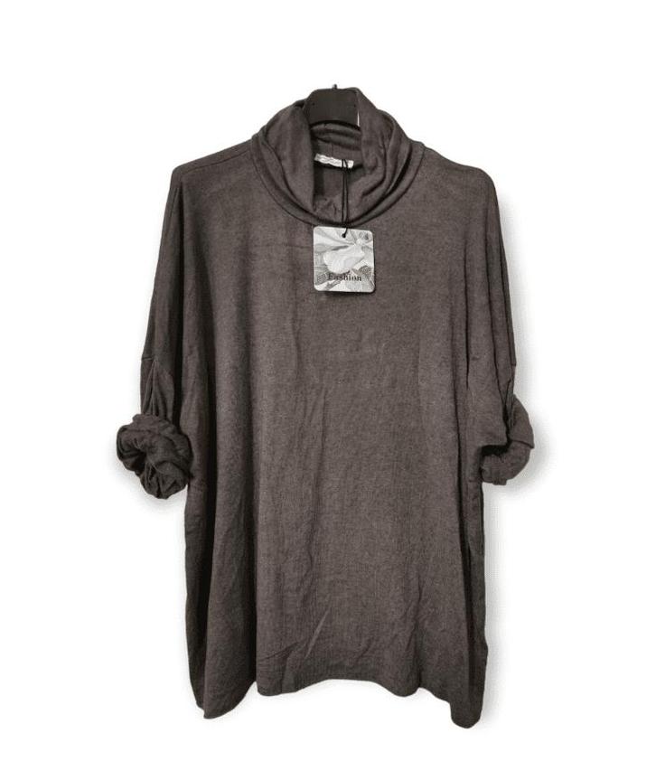 Luchtige wollen col trui voor dames - zachte trui in BRUIN, Kleding | Dames, T-shirts