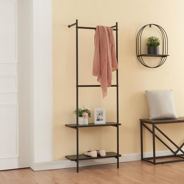 [en.casa] Kledingrek Bremanger 162x60x26 cm zwart, Huis en Inrichting, Kasten | Kledingkasten, Verzenden