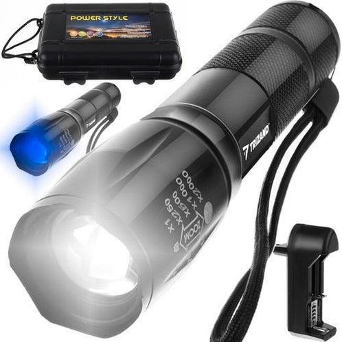 Oplaadbare zaklamp - Wit + UV LED met opbergbox, Caravans en Kamperen, Zaklampen, Ophalen of Verzenden