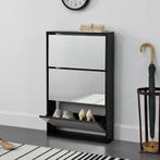 Schoenenkast met spiegels 3 vouwdeuren 102,5x63x17 cm zwart, Huis en Inrichting, Kasten | Schoenenkasten, Verzenden, Nieuw