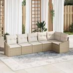 vidaXL Bankstel met kussen met opslag 6 pcs Beige en Crème, Tuin en Terras, Verzenden, Nieuw, Rotan