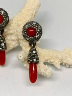 Bloedkoraal - Zilver - Oorbellen - hanging in coral