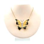 18 Krt. Bicolor gouden broche/hanger van een vlinder met..., Ophalen of Verzenden, Gebruikt, Goud, Overige merken