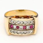 Ring - 18 karaat Geel goud - 0.24ct. tw. Robijn - Diamant, Nieuw