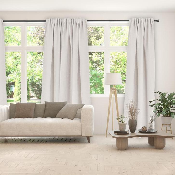 Kant-en-klaar bouclé gordijn - gebroken wit - 140 x 260 cm |, Huis en Inrichting, Stoffering | Gordijnen en Lamellen, Nieuw, 150 tot 200 cm