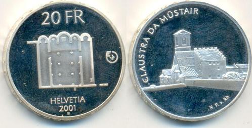 20 Franken Kloster Muestair Probe 2001 Schweiz:, Postzegels en Munten, Munten | Europa | Niet-Euromunten, Verzenden