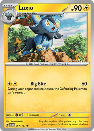 Luxio 067/167 reverse holo Twilight Masquerade, Hobby en Vrije tijd, Verzamelkaartspellen | Pokémon, Losse kaart, Nieuw, Foil