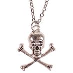 Ketting Zilverkleurig 55cm - Hangertje Schedel en Botten zil, Ophalen of Verzenden, Nieuw