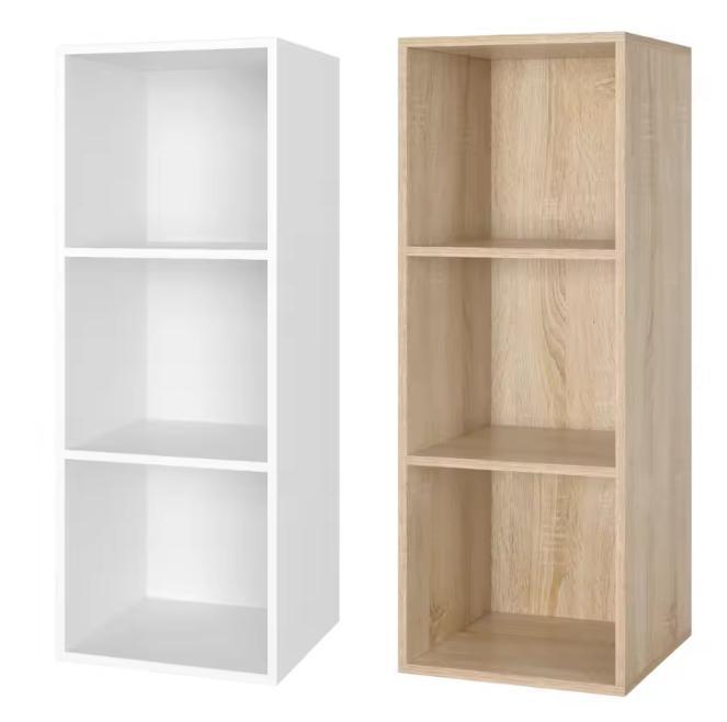 Witte Boekenkast – 3 Vakken, Houten Compact Opbergrek, Huis en Inrichting, Kasten | Boekenkasten, Nieuw, Verzenden