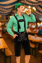 Groen Oktoberfest Kostuum met Zwarte Lederhosen - Maat XL, Ophalen of Verzenden, Nieuw, Maat 56/58 (XL)