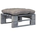 vidaXL Tuinhocker met grijs kussen pallet hout grijs, Verzenden, Nieuw