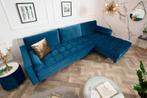 Hoekbank Cozy Velvet II Donkerblauw 260cm Fluweel (Links +