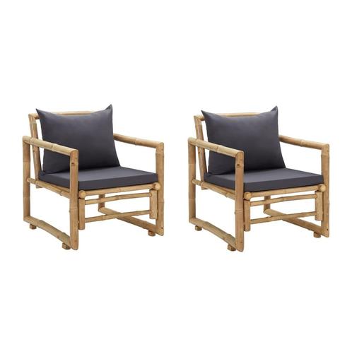 vidaXL Tuinstoelen met kussens 2 st bamboe, Tuin en Terras, Tuinstoelen, Nieuw, Hout, Verzenden