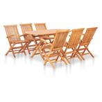 vidaXL 7-delige Tuinset inklapbaar massief teakhout, Tuin en Terras, Verzenden, Nieuw, Tuinset, Hout