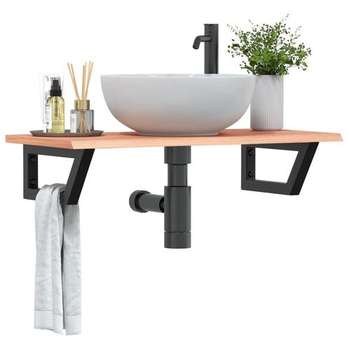 vidaXL Badkamer wandschap staal en massief eikenhout, Huis en Inrichting, Tafels | Kaptafels, Nieuw, Verzenden