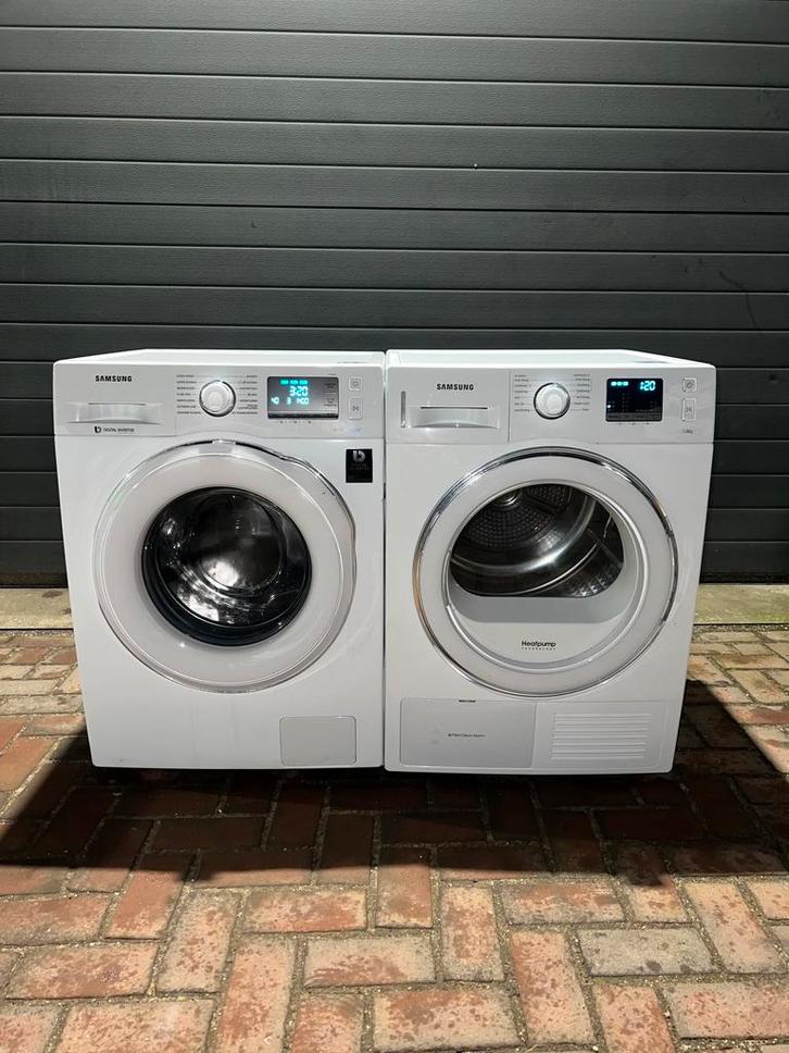 Gave Samsung 8KG Wasmachine Samsung 8KG Warmtepompdroger!, Witgoed en Apparatuur, Wasmachines, Minder dan 85 cm, 1200 tot 1600 toeren