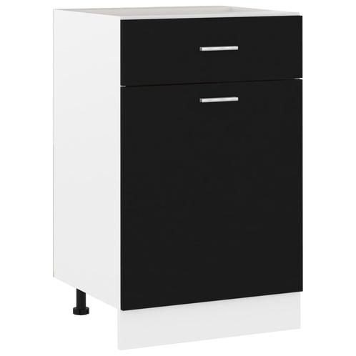 vidaXL Onderkast met lade Lyon 50x46x81,5 cm bewerkt hout, Huis en Inrichting, Keuken | Keukenelementen, Zwart, Nieuw, Verzenden