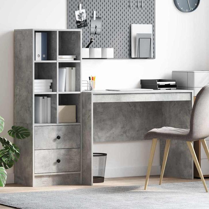 vidaXL Bureau met opbergruimte 2 pcs Beton Grijs 100 x 50 x, Huis en Inrichting, Kasten | Buffetkasten, Nieuw, 50 tot 100 cm, Overige houtsoorten
