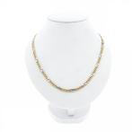 Bicolor gouden gourmet/fantasieschakel ketting, Sieraden, Tassen en Uiterlijk, Kettingen, Ophalen of Verzenden, Gebruikt, Overige kleuren