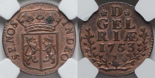 1753 Gelderland, Duit Ngc Au Details, Postzegels en Munten, Munten | Europa | Niet-Euromunten, Verzenden
