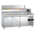 GGM Gastro | Pizza koelwerkbank PREMIUM - 2000x800mm - met 3, Verzenden, Nieuw in verpakking, RVS Meubilair