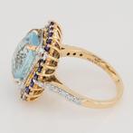 Ring - 14 karaat Geel goud - 7.14ct. tw. Aquamarijn -, Nieuw