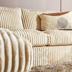 Hoekbank VOORRAAD brede ribstof beige - zacht zitcomfort, Verzenden, Nieuw, Stof, Romantisch - landelijk - stijlvol