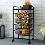 [en.casa] Keukentrolley Rudbjerg 87x41x31,5 cm zwart, Huis en Inrichting, Verzenden, Nieuw