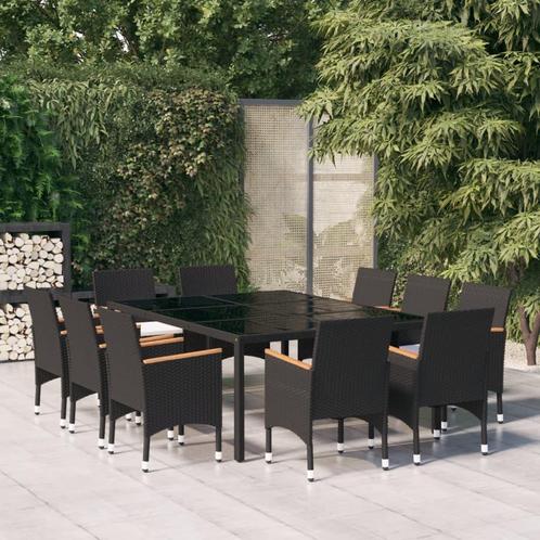 vidaXL 11-delige Tuinset poly rattan zwart, Tuin en Terras, Tuinsets en Loungesets, Tuinset, Nieuw, Meer dan 8 zitplaatsen, Rotan