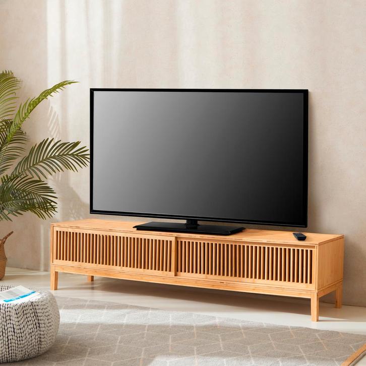 [en.casa] TV-meubel Videbæk bamboe 160x40x38 cm, Huis en Inrichting, Kasten | Televisiemeubels, Verzenden