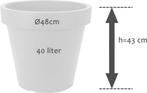 Set van 4 stuks Kunststof Bloempot Wit Ø48cm Dubbelwandig, Tuin en Terras, Bloempotten, Ophalen of Verzenden, Nieuw