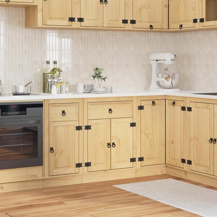 vidaXL Kast met lade Honing 60 x 46 x 81,5 cm Massief, Huis en Inrichting, Keuken | Keukenelementen, Bruin, Nieuw, Verzenden