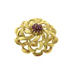 Antiek gouden broche met robijn, Sieraden, Tassen en Uiterlijk, Broches, Gebruikt, Overige kleuren, Ophalen of Verzenden, Met edelsteen