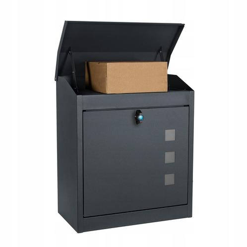 Pakketbrievenbus - wand - 43x24x52 cm - staal - antraciet, Tuin en Terras, Brievenbussen, Nieuw, Ophalen of Verzenden