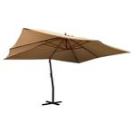 vidaXL Zweefparasol met houten paal 400x300 cm taupe, Tuin en Terras, Parasols, Verzenden, Nieuw, Meer dan 4 meter, Zweefparasol