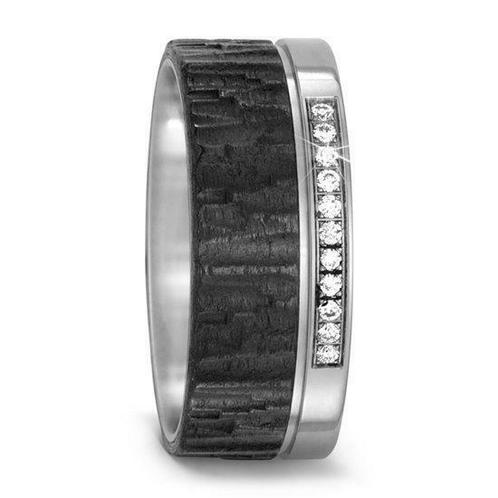 Trouwringen in Carbon en Titanium met diamant(en) per paar, Sieraden, Tassen en Uiterlijk, Ringen, Verzenden