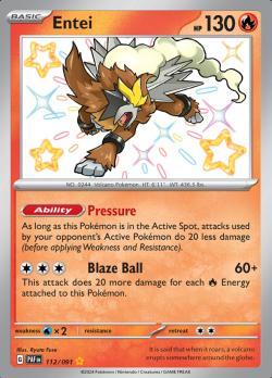 Entei 112/091 baby shiny Paldean Fates, Hobby en Vrije tijd, Verzamelkaartspellen | Pokémon, Losse kaart, Nieuw, Foil, Ophalen of Verzenden