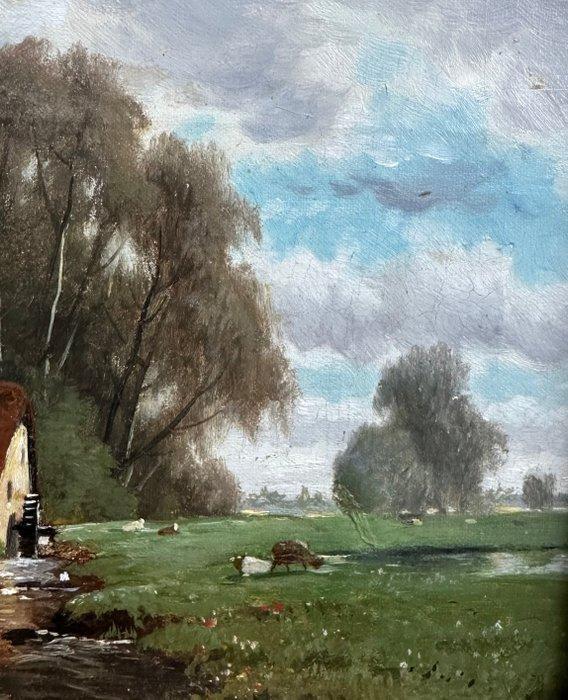 Hollandse school 19e eeuw - Landschap met vee, Antiek en Kunst, Kunst | Schilderijen | Klassiek