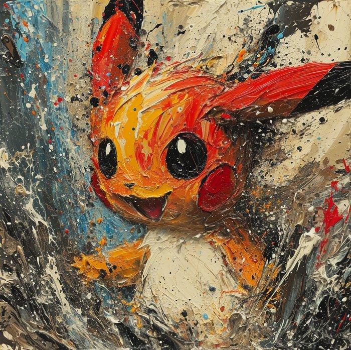 I_KONIQ - POKEMON PIKACHU #2 - hommage a Jason Pollock style, Spelcomputers en Games, Spelcomputers | Overige Accessoires