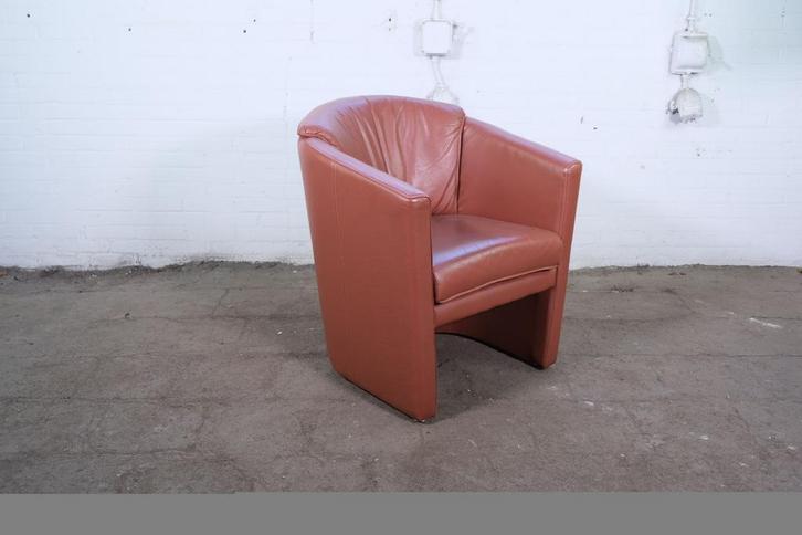 Fauteuil | Tweedehands | Leder | Teracotta | OS264, Zakelijke goederen, Kantoor en Winkelinrichting | Kantoormeubilair en Inrichting